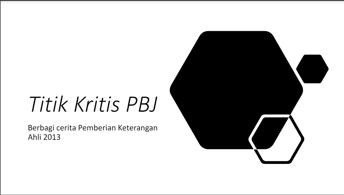 Titik Kritis PBJ Berbagi cerita Pemberian Keterangan Ahli 2013